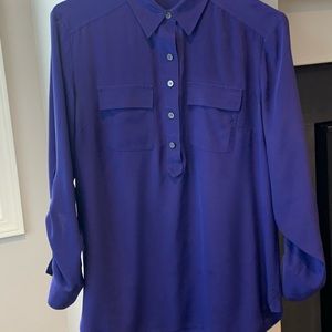Ann Taylor Silk Blue Size 4 Dress Shirt